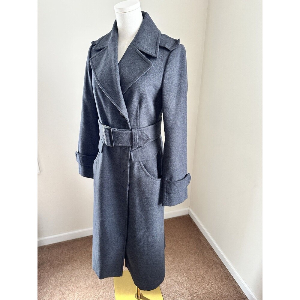United Colors of Benetton Made in Italy Long  Belted Coat IT 42 US S Gray Y2K